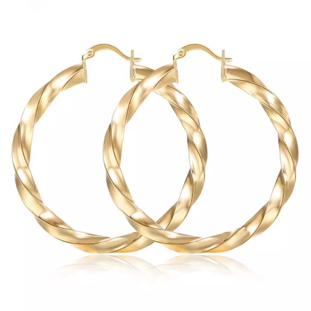 NWOT twisted gold hoop earrings - Picture 4 of 6